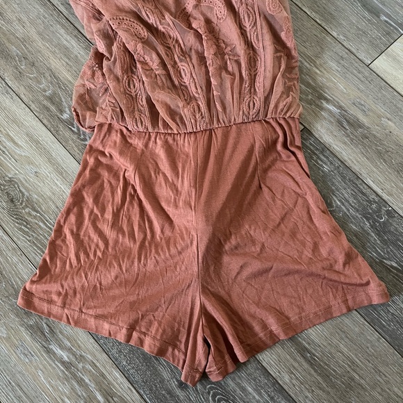 Wishlist Terracotta Embroidered Lace Maxi Dress Romper - Picture 9 of 12